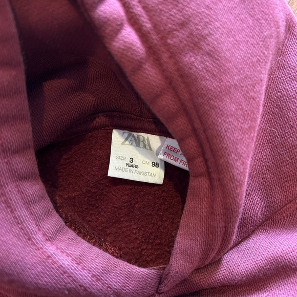 Zara Boys Maroon Hoodie size 3T - Picture 3 of 4